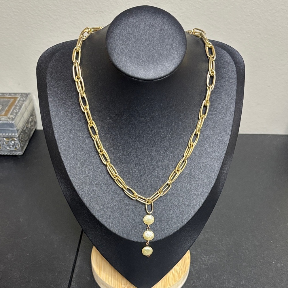 937 Lavalliere Elegant Gold Chain Necklace with Pearl Accents